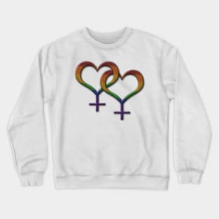 Lesbian Pride Rainbow Colored Heart Shaped Overlapping Female Gender Symbols Crewneck Sweatshirt